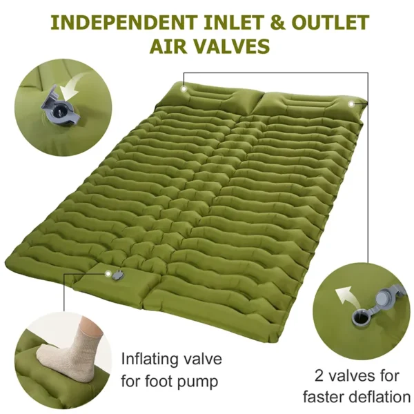 Double Sleeping Pad for Camping Self Inflating Mat Sleeping Mattress with Pillow for Hiking Outdoor 3 webp