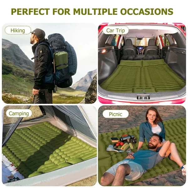 Double Sleeping Pad for Camping Self Inflating Mat Sleeping Mattress with Pillow for Hiking Outdoor 4 webp