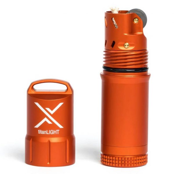 Exotac titanlight refillable lighter påfyllningsbar tändare orange.
